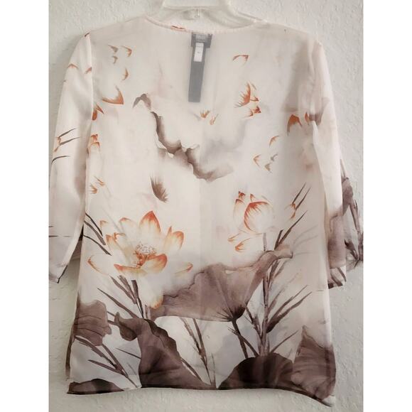 TOP/BLOUSE-CHICO'S-Traveler's Collection-Sheer-V-Neck-3/4 Sleeves-Size 1/SMALL - Picture 5 of 14